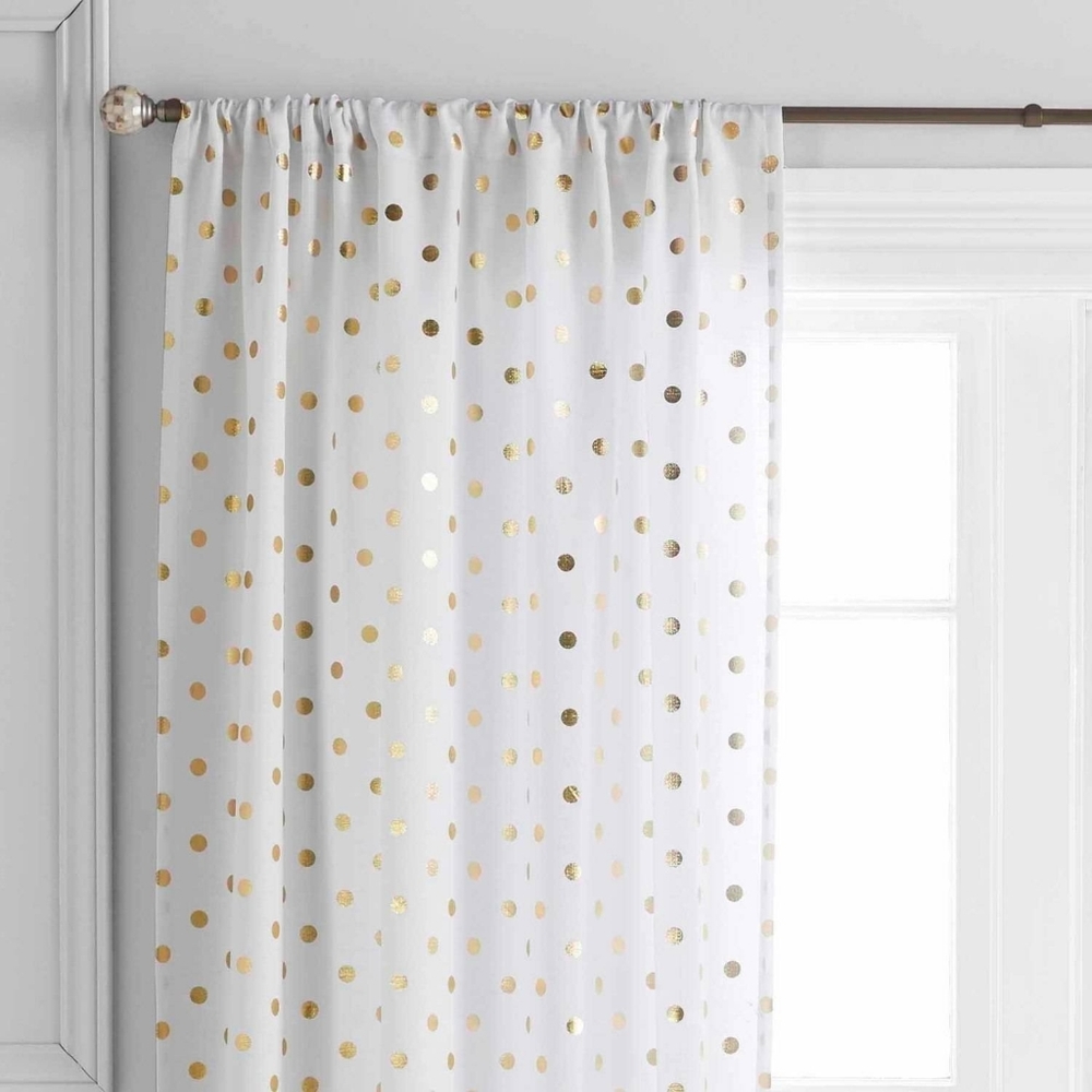 Gold Polka Dot Sheer Curtain Panels